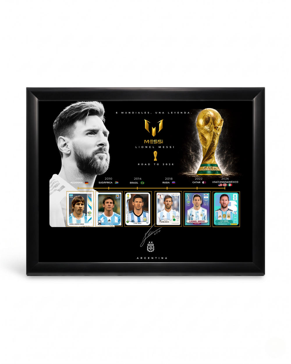 Cuadro Messi — 6 Mundiales, Una Leyenda