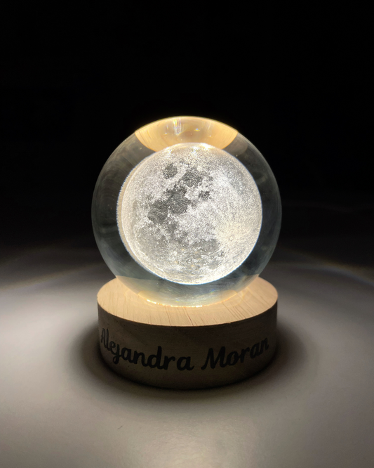 Mini Lámpara de Cristal 7 cm Diametro con diseño de Luna