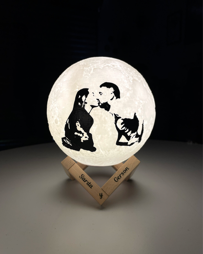 Lámpara Luna RGB (Touch) 15 cm diámetro con Foto - Incluye Control